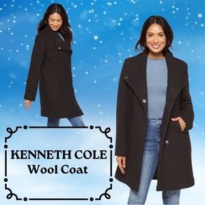 Kenneth Cole Charcoal Wool Pea Coat for Women